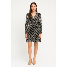 Zara Womens Dress Size S Black White Print Long Sleeve Wrap