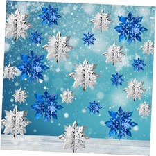 Winter Christmas Snowflake Decorations Indoor, 24PCS 24 Ornaments Silverblue