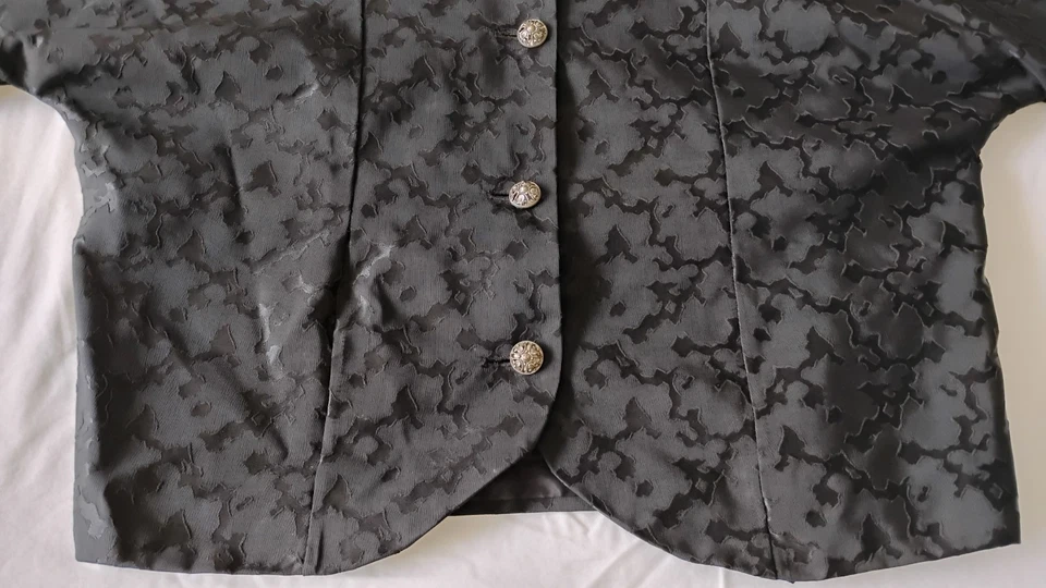 Vtg 1950s Black Jacket Women's Elegant Antique Buttons Crop MOD sz M/L - Image 4 of 4