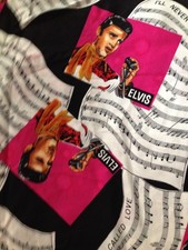 Elvis Presley with Musical Sheets Fabric. 1993 OOP