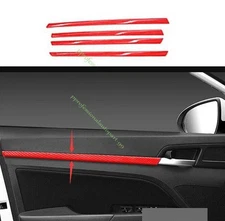 For Hyundai Elantra 17-2020 Red Carbon Fiber Inner Door Panel Bezel Cover Trim