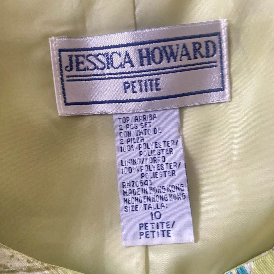 Jessica Howard Petite Conjunto Floral 2 Piezas Talla 10P Verde Azul Falda Blazer Traje Foto 4 de 4