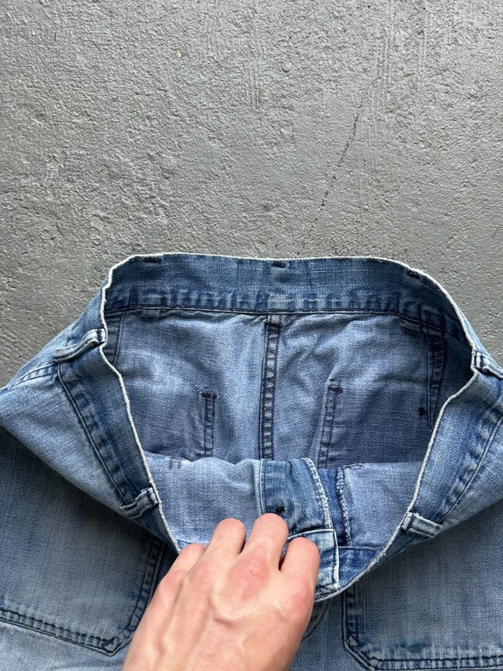 Pantalones de mezclilla vintage USN azul marino años 50 Segunda Guerra Mundial acampanados botón mosca plantilla de colección 32x30 Foto 3 de 4