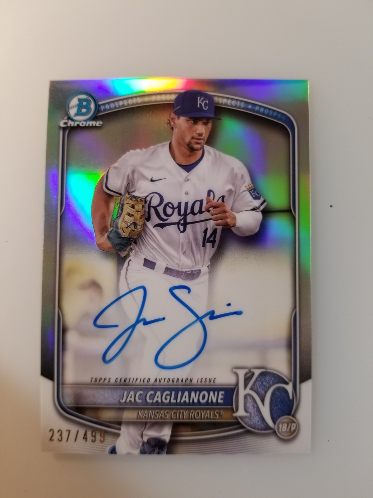 2025 Bowman Jac Caglianone Chrome Prospect Auto Refractor /499 #CPA-JCA