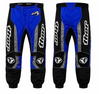 Thor Motocross Pants Blue Flow made with Kevlar MX ATV Pads Flex Air Riding BMX