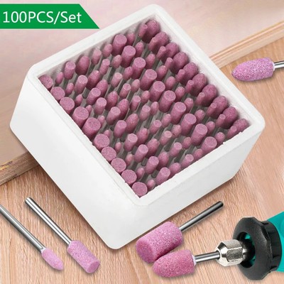 100PCS Grinding Head Electric Drill Bit Wheel Abrasive Stone Polishing 4-10mm