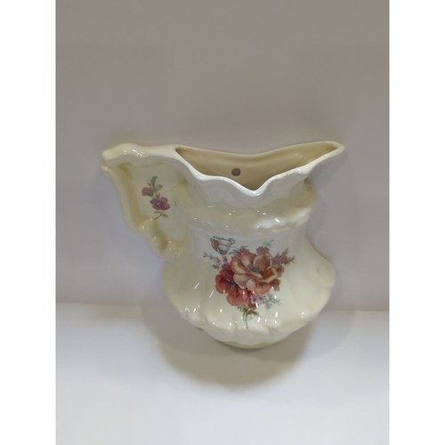 Vintage Floral Pitcher Wall Pocket Ceramic VB Athena California - 第 2/8 張圖片