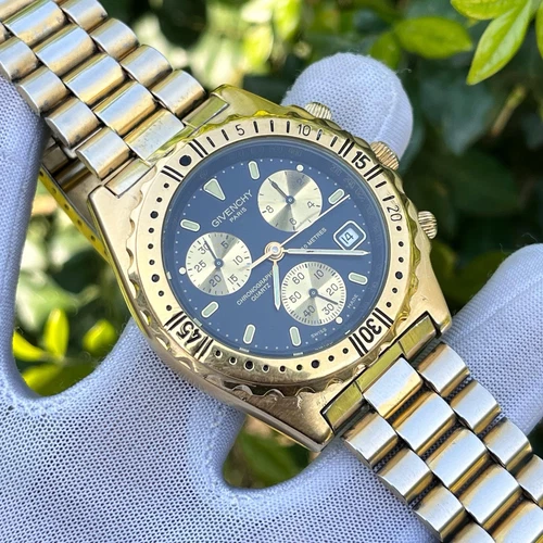 Orologio Vintage Givenchy Paris Cronografo Diver 50 M Swiss Made Uomo Quarzo 0719