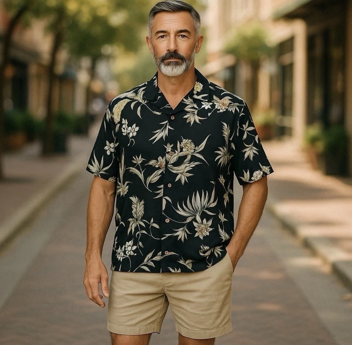 Tommy Bahama Silk Hawaiian Shirt Men’s XL Black Bamboo Leaves Short Sleeve