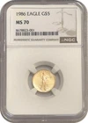 1986 1/10 American Gold Eagle $5 Coin NGC MS70