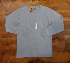 Carhartt Long Sleeve T-shirt Loose Fit Pocket Heavyweight Gray Size Small New