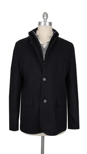 $4125 Mandelli Dark Blue Cashmere Blend Solid Coat - 44/54 - (MM10920241) - product listing photo