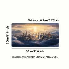 Large Castle Themed Gaming Desk Mat with Wrist Rest & Surface - Non-Slip Rubber