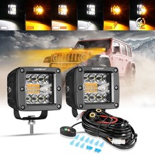 AUXBEAM 3" 72W Ambra Bianco LED Quadrato Luce da Lavoro Pod per Fuoristrada Camion SUV ATV