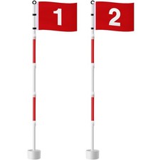 Golf Flagstick 6ft, Golf Pin Flag Hole Cup Set Putting Green Flags and Poles ...