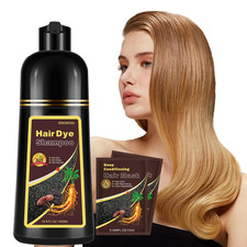 Natural Blonde Brown 3-IN-1 Golden Hair Dye Shampoo 500ml, Colors in 10-15 Mins,