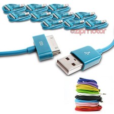 10X 6FT 30-PIN USB SYNCHRONISATION DONNÉES CHARGEUR D'ALIMENTATION CÂBLE BLEU AQUA CORDON IPHONE IPOD IPAD