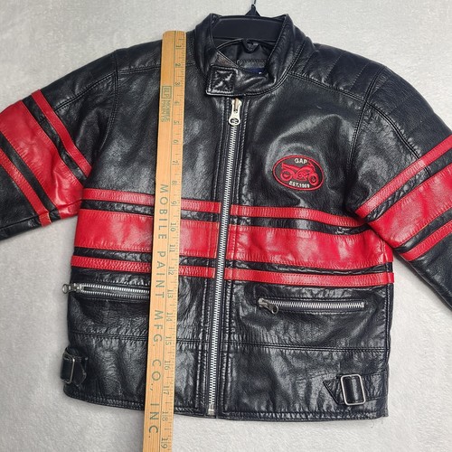 Vintage Gap Y2K Kids Youth Moto Racer Genuine Leather Jacket Sz XS (4) 2001 Rare - Picture 14 of 16