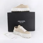PRADA Double Wheel Nylon Gabardine Beige Sneakers Women Size 37EU (FPP010898)