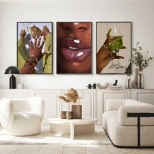 Black Girl Wall Art African Woman Canvas Wall Decor American Black Women Wall...