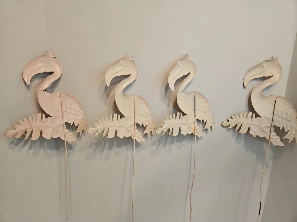 Rustic Metal Flamingos Yard Art/Metal Stakes/Lot of 4 23" Bird is 7"x9" - Image 4 of 4