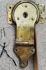 ANTIQUE Yale Solid Brass TRUNK LOCK & KEY, Vintage Chest Hardware Parts