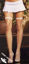 White Fishnet Thigh High Stockings Highs Patterned Tights Hi Fishnets Over Knee 