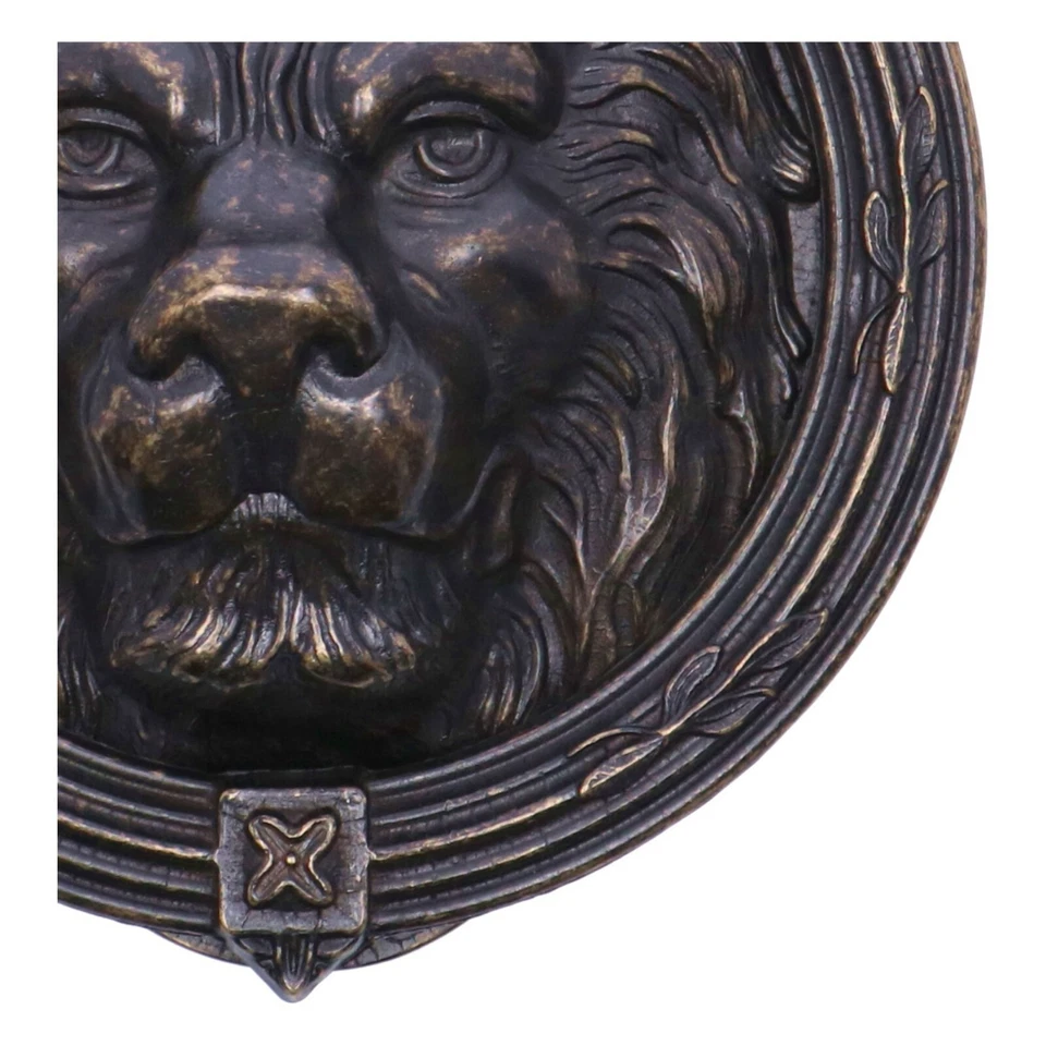 Batte Porte Lion Rond En Laiton Fixation Sur Porte En Bois Acier - Photo 3/4