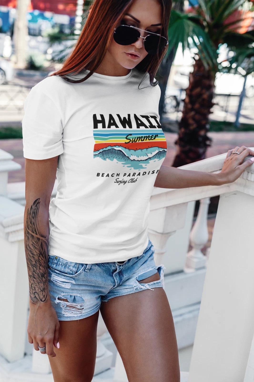 Hawaii Summer Surfer Club Beach Paradise Womens Mens Unisex Short-Sleeve T Shirt