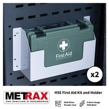 2x First Aid Kit + Holder Van shelving Garage shed workshop Health & safety 1-10