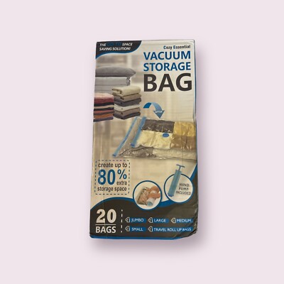 20-Pack Vacuum Storage Bags   Jumbo, Large, Medium, Small Space Saver Set   New