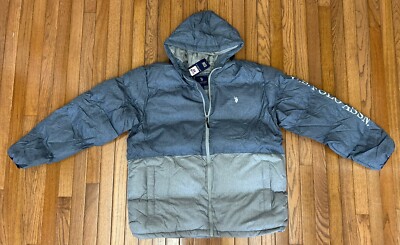 New Polo Assn Men's Heather Winter Puffer Color-block Jacket
