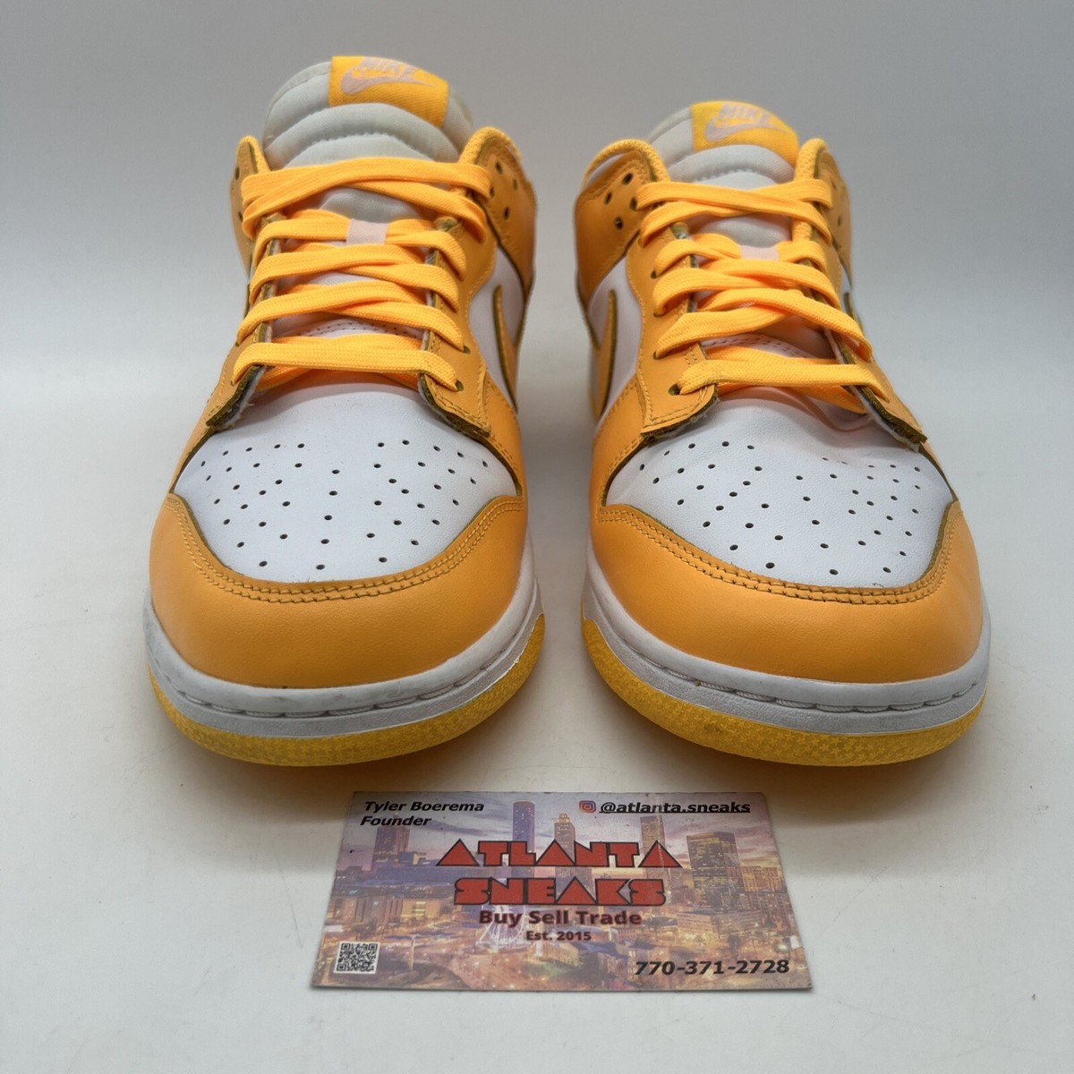 Size 10.5 - Nike Dunk Low Laser Orange W White Leather