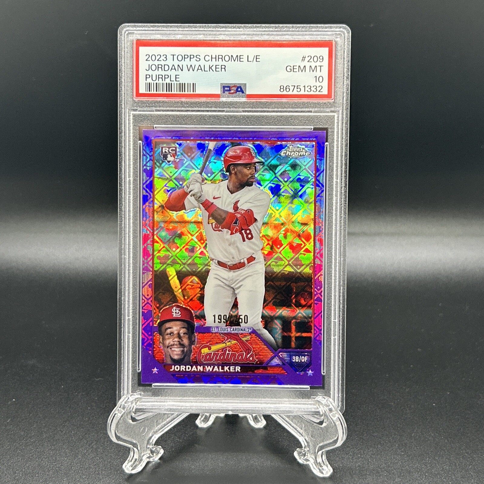 2023 Topps Chrome Logofractor #209 Jordan Walker Purple /250 PSA 10 ROOKIE