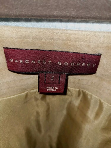 Margaret Godfrey Tan Suede Perforated Two Way Front Zipper Big Pocket Skirt Size - 第 9/9 張圖片