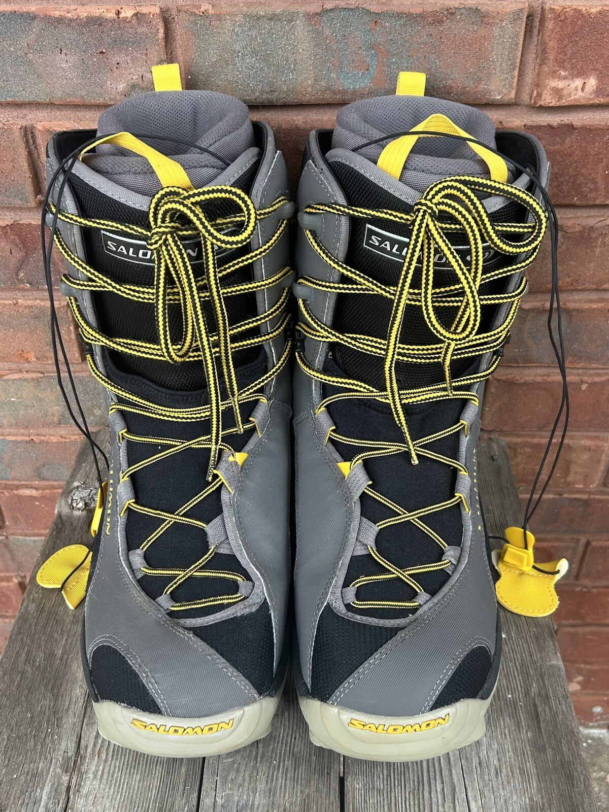 Scarponi da sci snowboard Salomon Maori Autofit grigio e giallo uomo taglia 9 EU 42 43