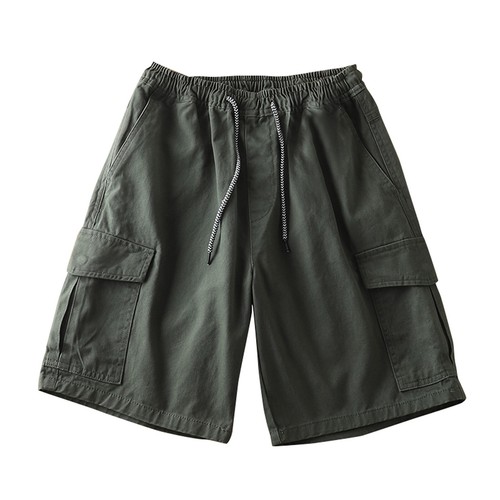 Sommer Herren Multi-Pocket Shorts Freizeit Vintage einfarbig lose Cargoshorts - Bild 3 von 17