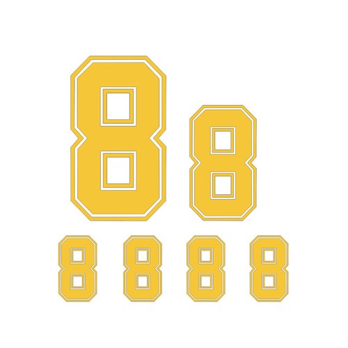6pcs Set Bold Border Font Vinyl Heat Transfer Iron On Jersey Number Baseball - Picture 70 of 81