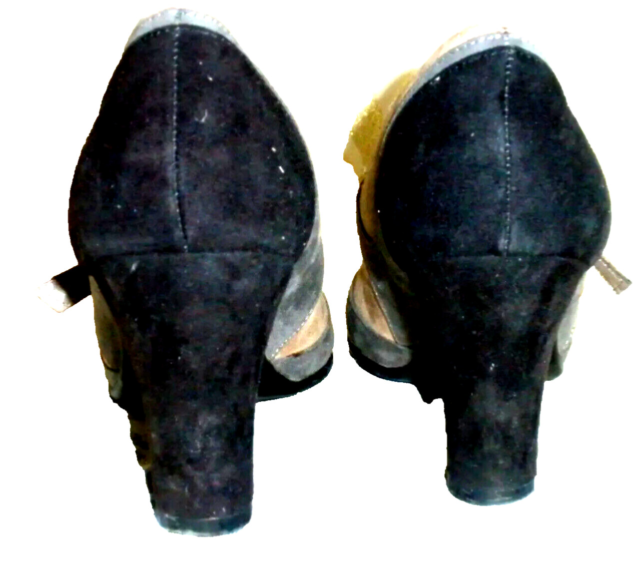 AEROSOLES TAN / GRAY / BLACK SUEDE Mary Jane Pumps Mules HEELS   6M  ROLLER RINK