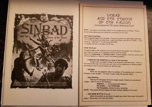 Sindbad und der Thron des Falken Commodore 64 NUR HANDBUCH/SCHNELLE REF-KARTE - Bild 1 von 2