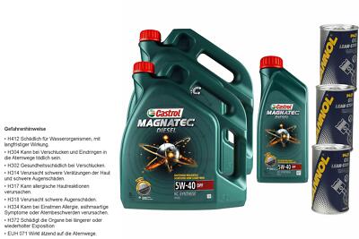 11L Motoröl Castrol Magnatec Diesel 5W-40 DPF 3x MANNOL Leak-Stop ADDITIV