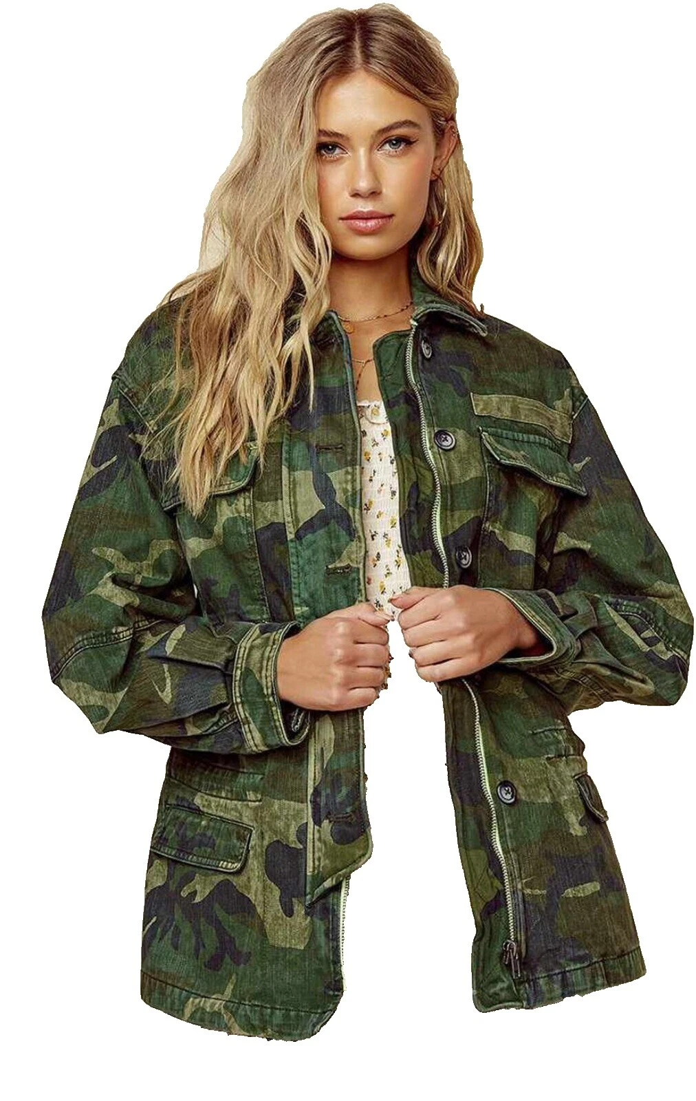 Camuflagem Free People Casacos, jaquetas e Coletes para mulheres