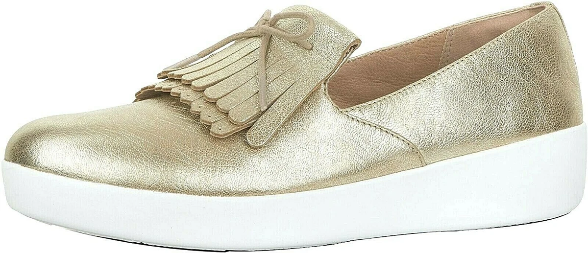 Fitflop Women s Superskate Fringe Metallic Leather Light Gold