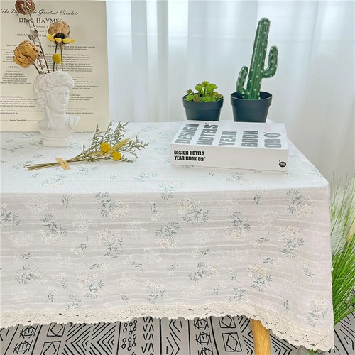 Gänseblümchen Baumwolle Blumenmuster Spitze Tischdecke rechteckig Tischabdeckung für Hochzeit Esszimmer - Bild 14 von 26