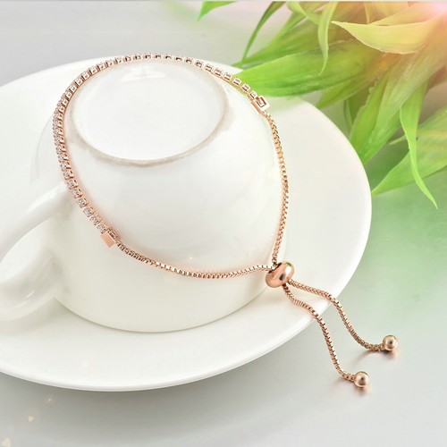 Women Trendy 18K Rose Gold Silver Diamante Tennis Bracelets Jewellery Gift UK - Picture 8 of 16