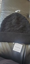 Coach Terry Logo Cuffed Knit Beanie Black Wool ONE SIZE NEW 75