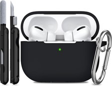 AirPods Pro Case with Keychain Protective Silicone Skin for Men Women Black