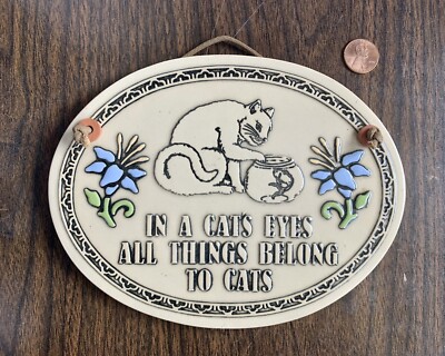 VTG Trinity Pottery Spooner WI In a Cat's Eyes All Things Belong to Cats
