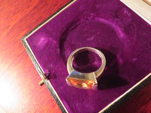 Besonderer 925 Silber Ring Stein Citrin Eckig Fassung Faszinierend Sonnig Edel - Bild 5 von 8