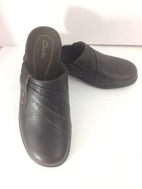 clarks leather mules